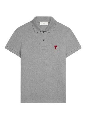 AMI PARIS Men Gray Polo Size S